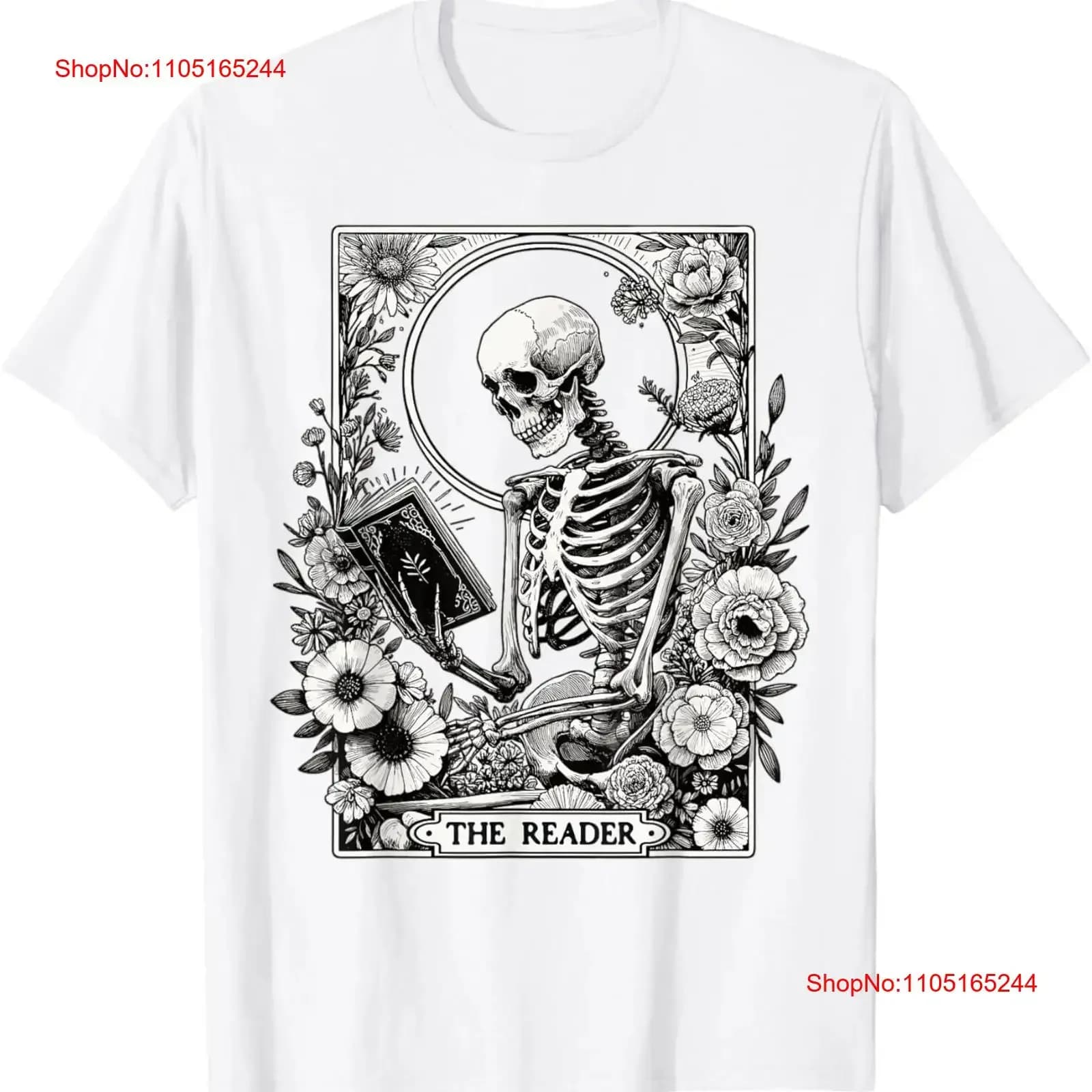 The Reader Skeleton Book Lover Tarot Card Reading Maglietta divertente vintage lavata homme grafica moda Top da indossare tutti i giorni