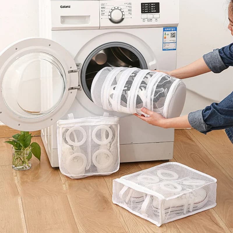 Shoes Linen bag Protective Organizer Network Naked canvas bag Hangbag Sneakers Slippers with net laundry sleeves Washing bag