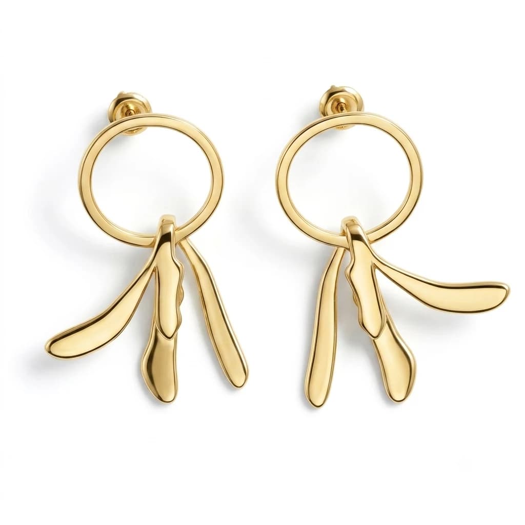 Geometric Circle Ribbon Dangle Earrings Women Trendy Luxury Ear Jewelry Daily Commute Vacation Party Birthday Holiday Gift