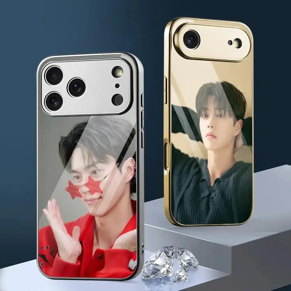 S-Song K-Kang Korean Actor Phone Case For iPhone 17 16 15 14 13 12 Pro Max Plus Electroplated Metal Bumper Shockproof Case