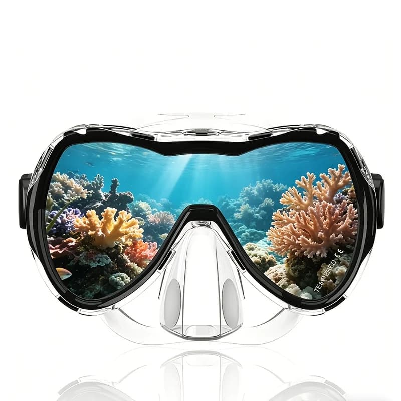 Maschera Subacquea Occhialini da Nuoto Snorkel in Silicone con Vetro Temperato Panoramico HD per Adulti e Giovani Antiappannamento con Copertura per il Naso