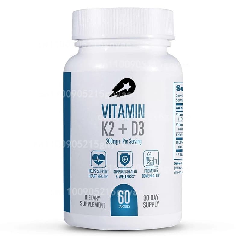 Vitamin supplement K2 D3, 5000 UI of D3 and 180 Micrograms of Vitamin K2 MK7, Supplement for Ossa Sane, 60 Capsules