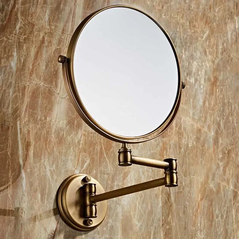 Specchio per il trucco da bagno Specchio di bellezza pieghevole interamente in rame antico