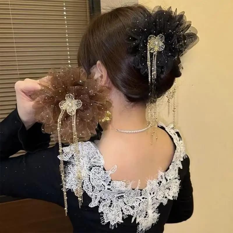 Elegant Long Butterfly Hair Clip Beaded Tassel Design for Women Perfect for Fairy Themed Events