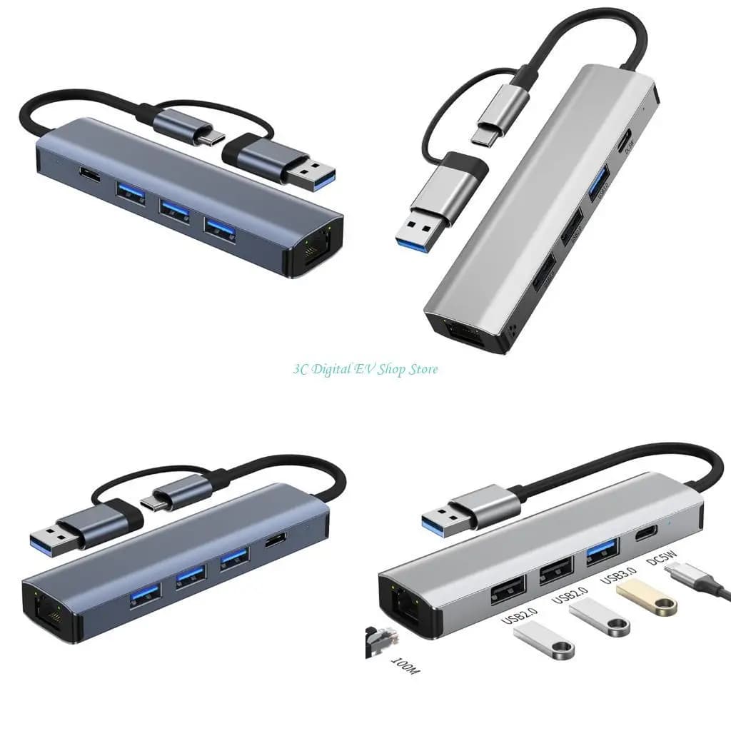 Adattatore multiporta USB C HUB E74D Tipo C USB Trasferimento dati 100 Mbps/1000 Mbps