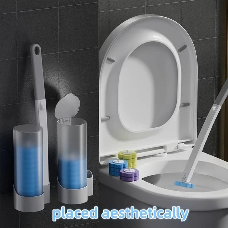 Set di Spazzole Monouso per la Pulizia del WC 360 ° Spugna per Pulizia Profonda con Ricambi Sostituibili, Strumento per la Pulizia Sanitaria del Bagno