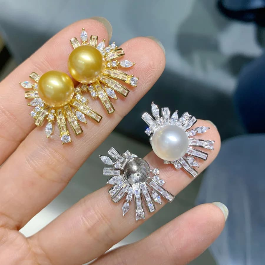 MeiBaPJ 9-10mm 925 Button Earrings with Natural Silver Freshwater Pearl Flower for Women