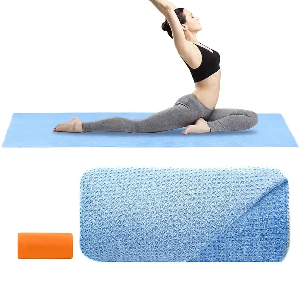Tappetino Yoga Antiscivolo per Hot Yoga, con Asciugamano Assorbente, Punti in Silicone Antiscivolo, Fibra Waffle, 72'' x 25''