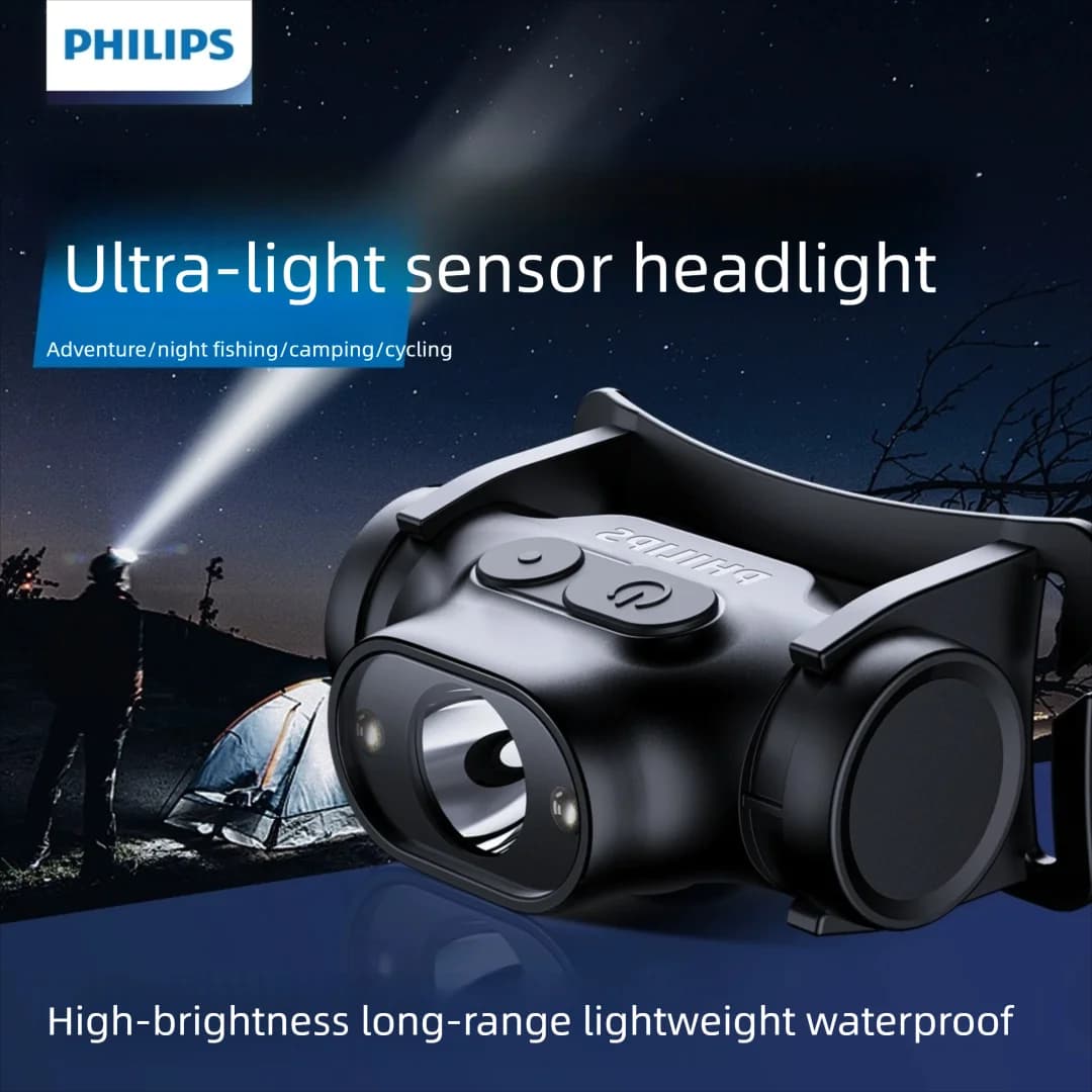 PHILIPS LED front lamp with sensor Head torch Ten types of lighting Rechargeable outdoor camping light Fishing Night run