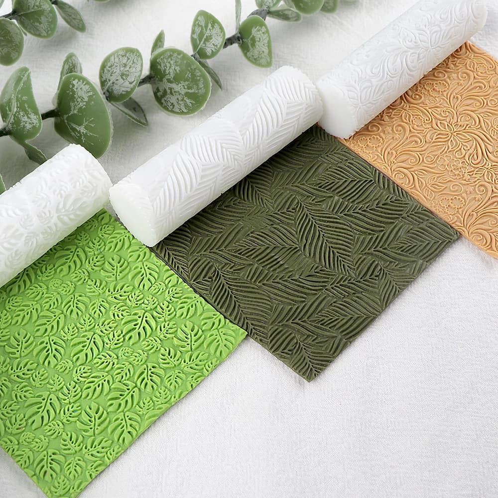 Strumenti per la texture della pasta polimerica botanica - Rullo per goffratura a forma di foglie, fiori e felci per la creazione di gioielli fai da te