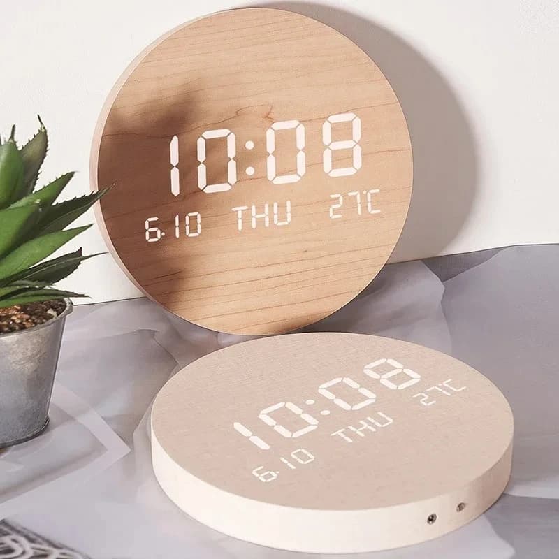 Digital Wall Clock LED Multifunction With Temperature, Date & Time, Quiet For Living Room & Bedroom, Modern Design