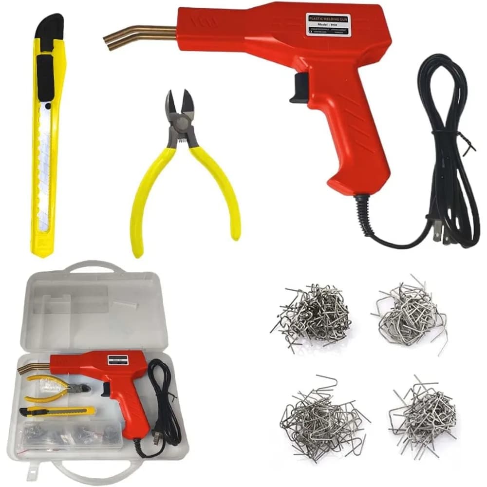 Kit saldatore di plastica, pistola per saldatura saldatore di plastica con 4 tipi 1000 graffette, cucitrice a caldo per saldatrice in plastica, riparazione paraurti Ki