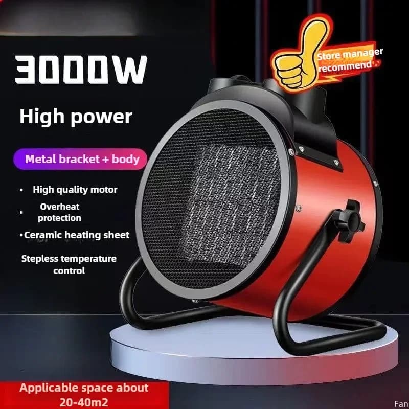 Riscaldatore elettrico industriale portatile Termostato Scaldino dell'aria Radiatore Riscaldatore per ambienti 2KW Calore rapido 3 marce Regolazione Protezione da surriscaldamento