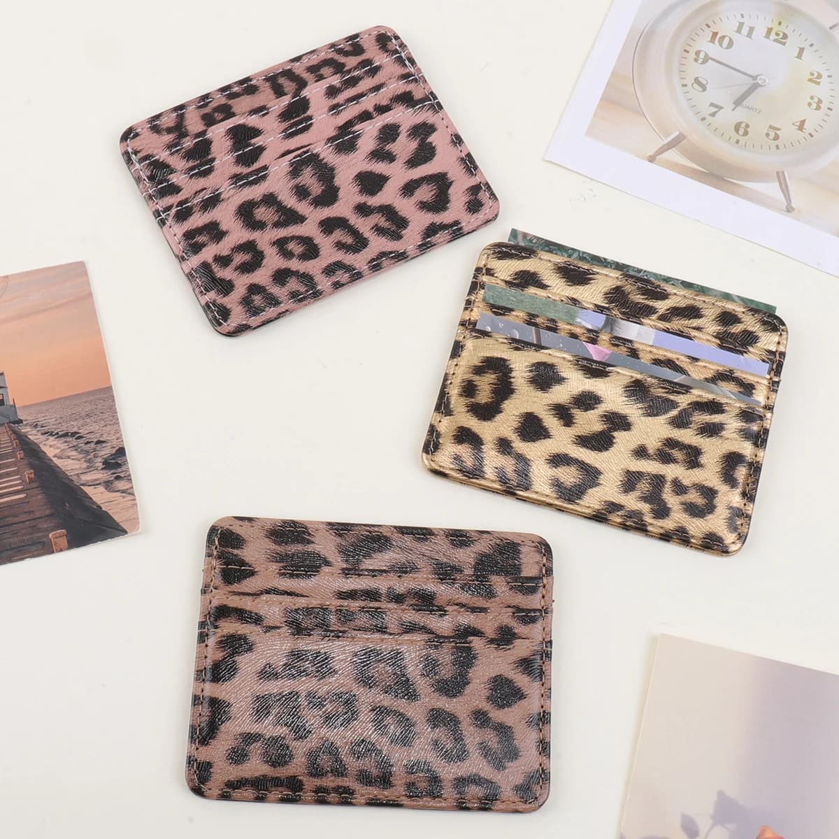 Portafoglio Classico in Pelle PU con Stampa Leopardata, Porta Carte di Credito Sottile alla Moda per Uomo e Donna, Regalo Elegante