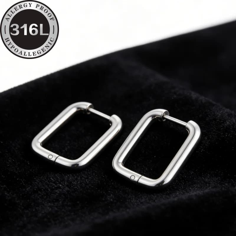 Hypoallergenic stainless steel rectangular earrings, gold and silver two-color optional, anti-fading and non-fading, light