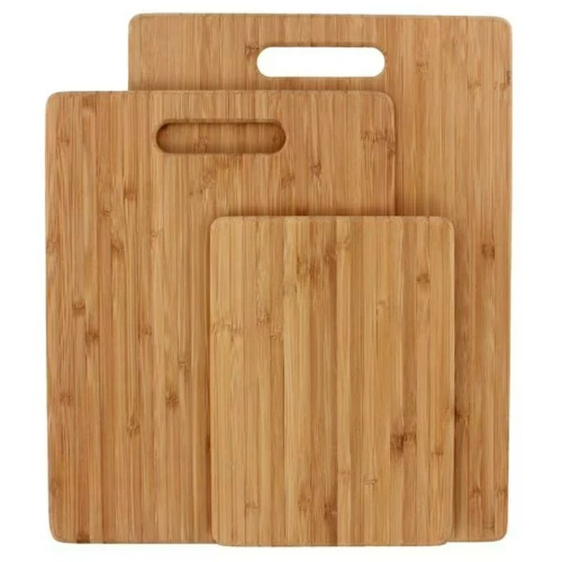 3-Piece Bamboo Cutting Board Set, Reversible Kitchen Prep Boards