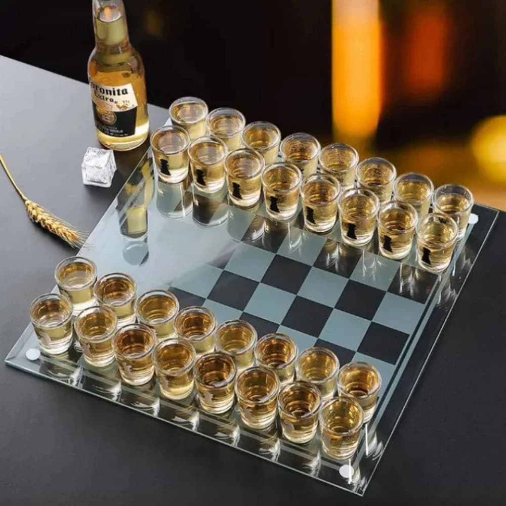 Set di bicchieri da vino trasparenti Gioco per feste di scacchi Bar Bere casa Whisky Cocktail Tequila Bar Gioco Set di scacchi Regalo per feste