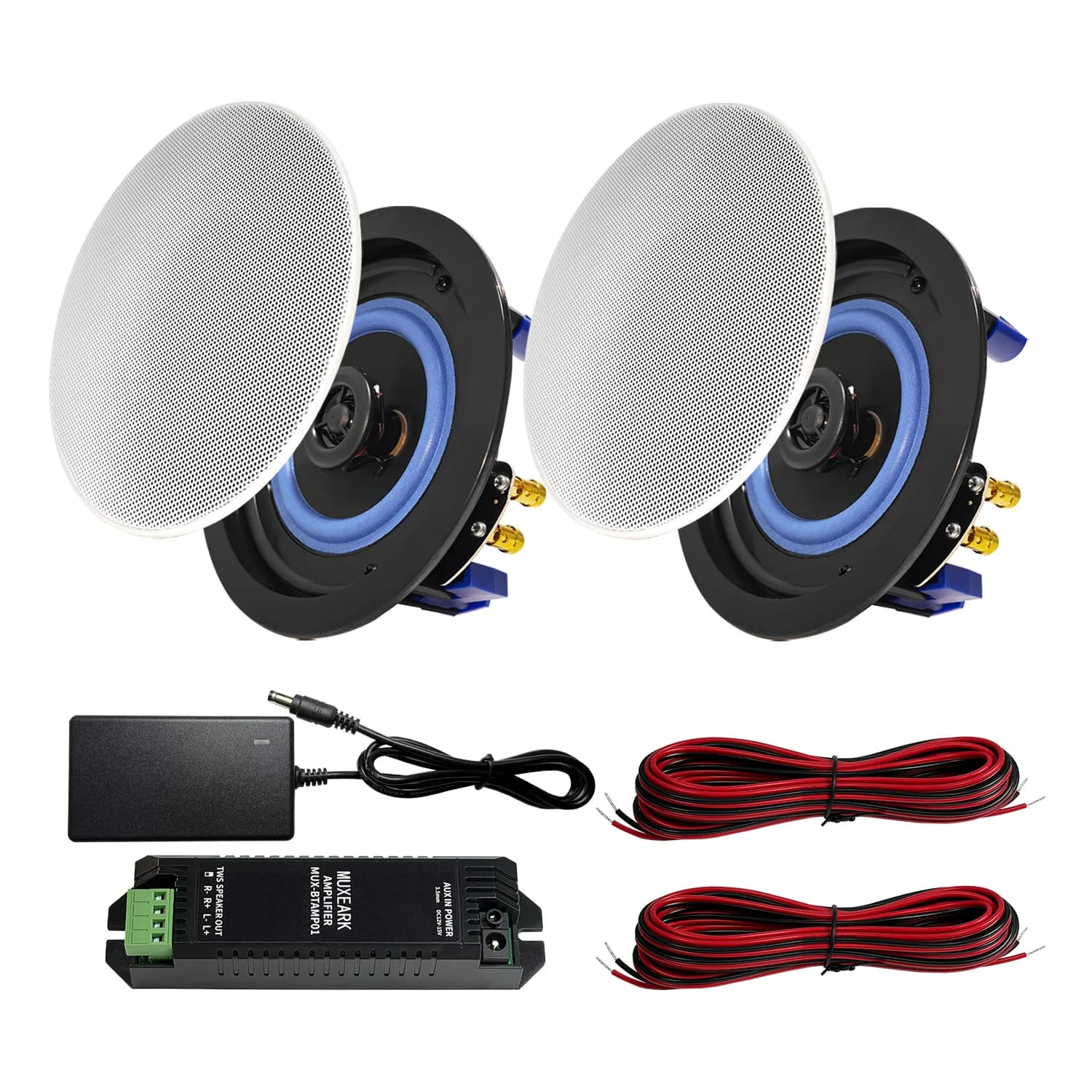 MUXEARK 2 Pezzi Altoparlante Bluetooth da Soffitto 4 Pollici 160W Sistema di Altoparlanti da Incasso per Interni Cucina Camera da Letto Bagno