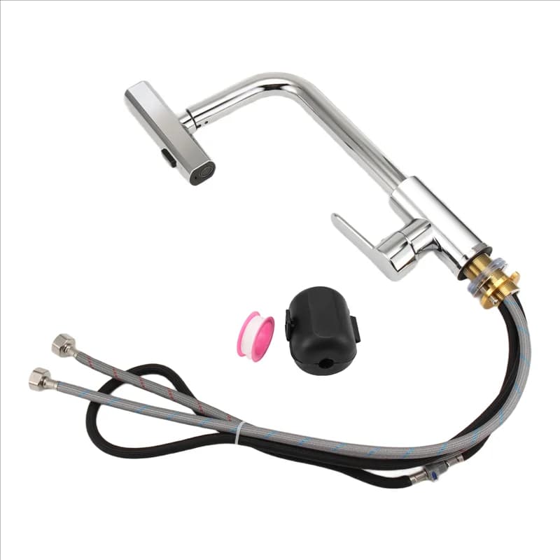 A95I-rubinetto da cucina con modalità doccia a flusso, miscelatore flessibile per lavello acqua calda e fredda, design estraibile montato su piano