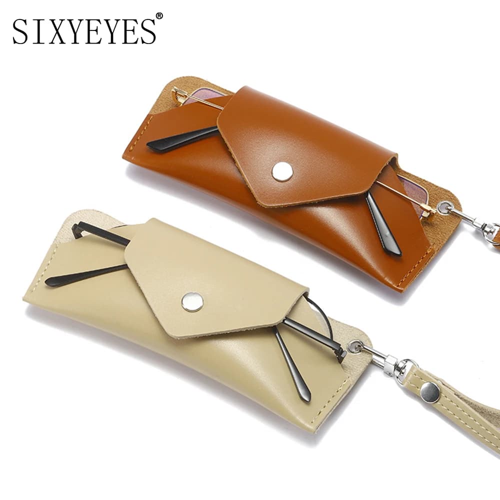 Sunglasses bag for soft PU leather glasses with hanging cord Glass case Solid case for easy to carry container
