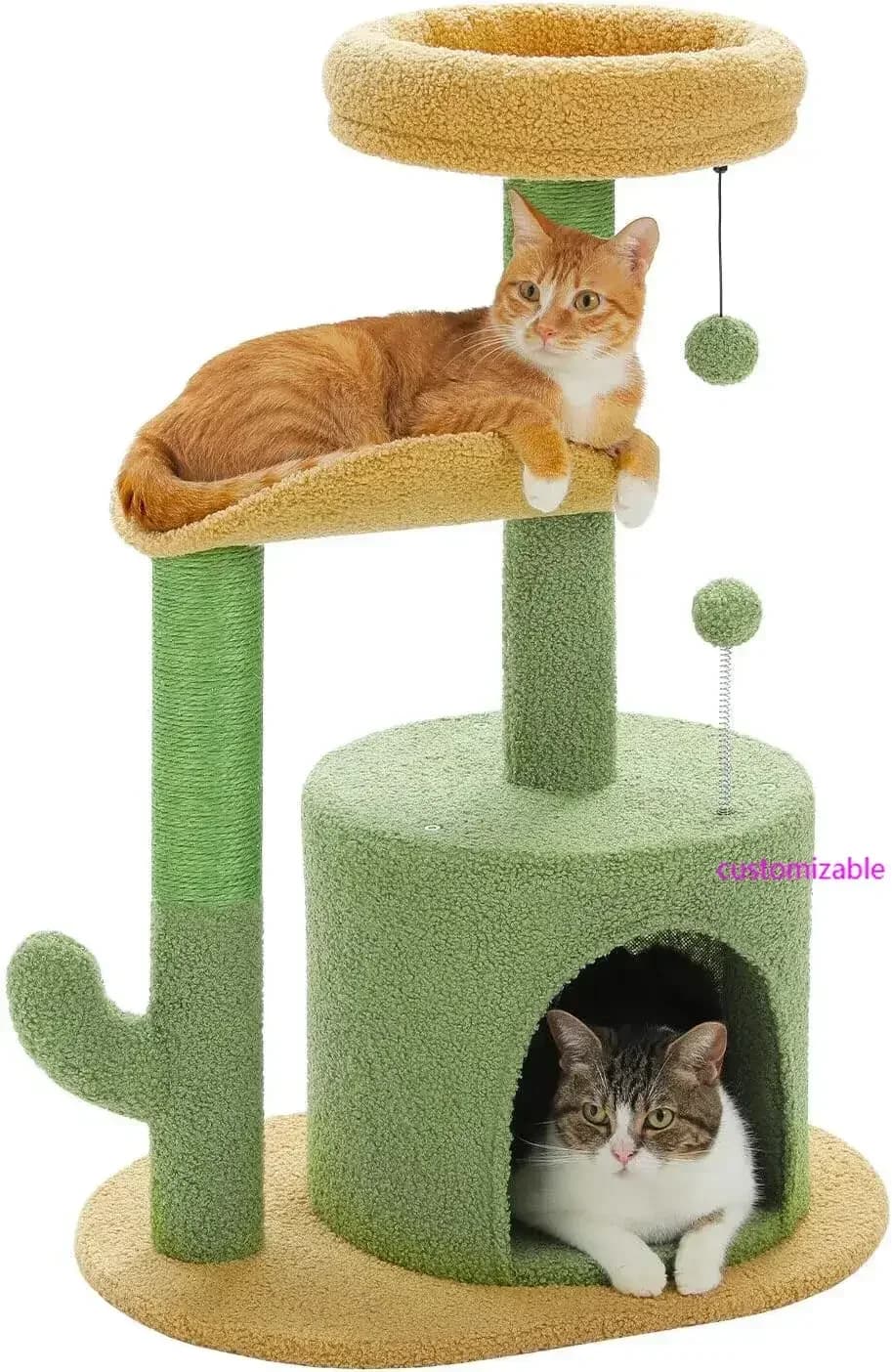 Cactus Cat Tree - Torre per Gatti Piccola 32 con Tiragraffi e Postazione Curva
