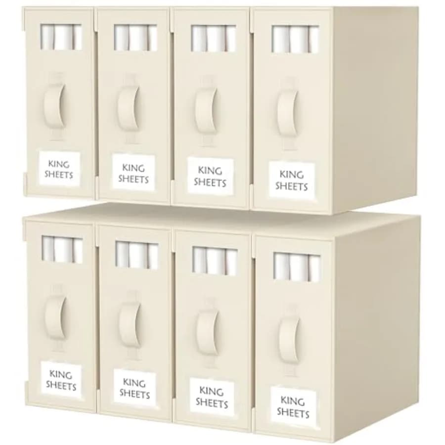 Organizzatori e Contenitori per Lenzuola, Set da 8 Scatole Pieghevoli per Armadio, Porta Biancheria da Letto per Set di Lenzuola King/Queen, Duvet