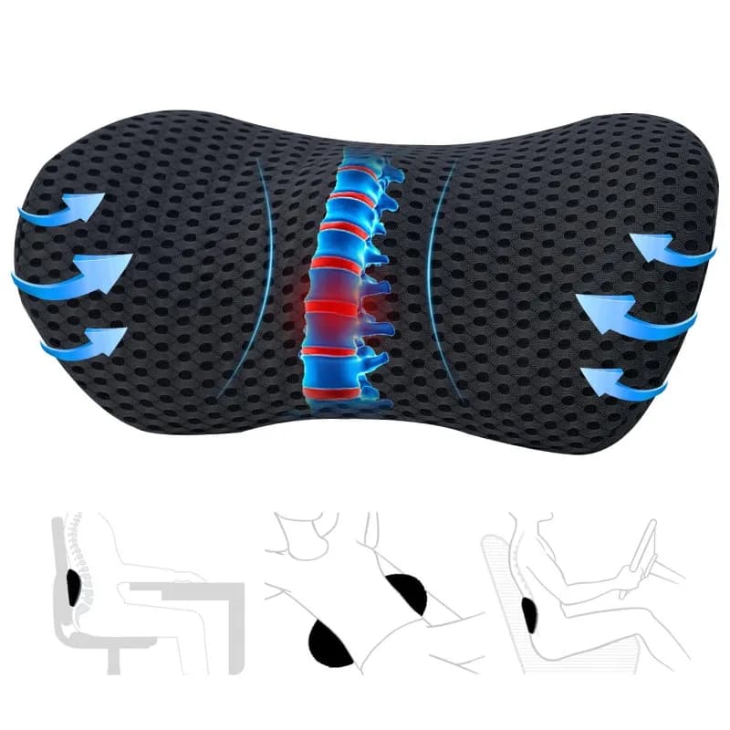 Cuscino di supporto lombare Cuscino lombare ergonomico in memory foam Allevia il mal di schiena Cuscino per la parte bassa della schiena per sedie da ufficio Seggiolino auto