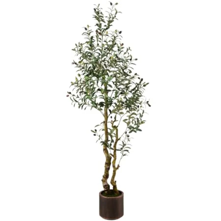 Albero Artificiale Realistico con Frutti e Foglie - Pianta Finta Premium per Arredamento Moderno di Casa, Soggiorno e Ufficio