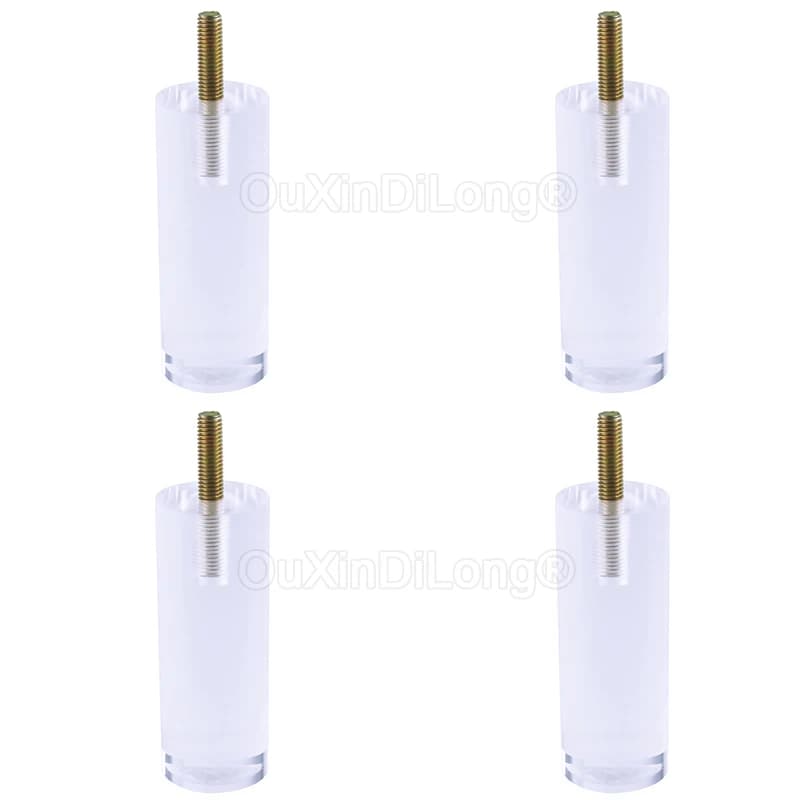 4 Pezzi Gambe di Supporto Rotonde Trasparenti in Acrilico per Divano, Ricambio per Mobili, Piedini per Armadi, Cassettiere, Divani, Poggiapiedi, Porta TV, Letti, Gambe Fai da Te