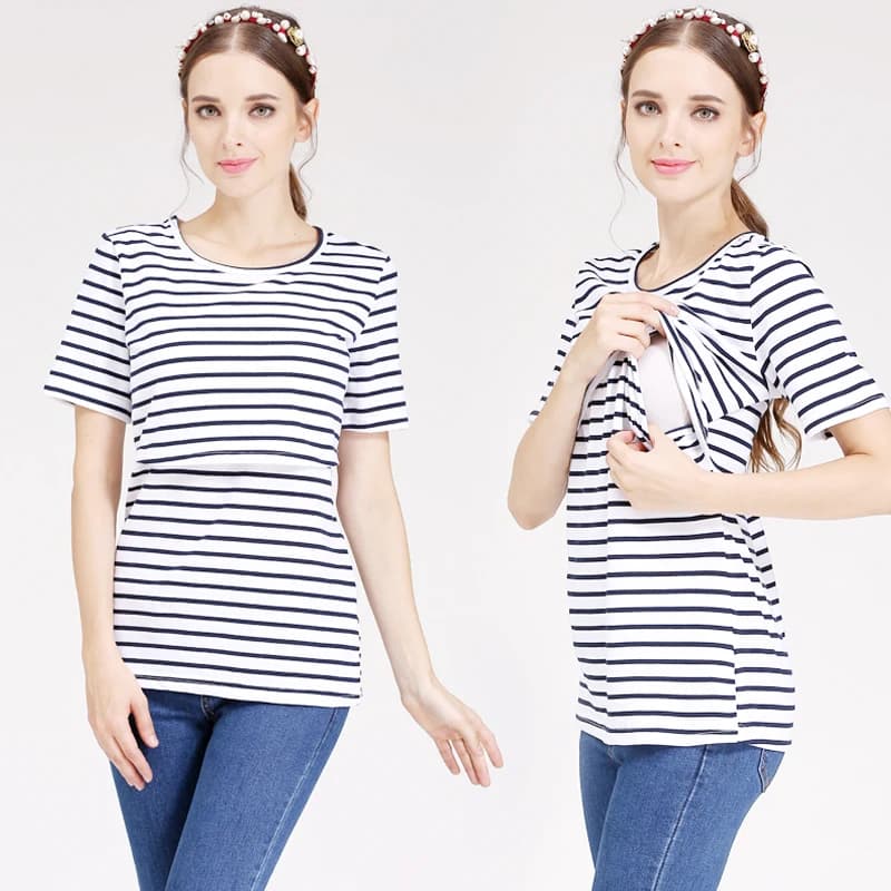Emotion Moms Maglietta Premaman in Cotone a Maniche Corte, Top Estivo per Allattamento per Donne in Gravidanza