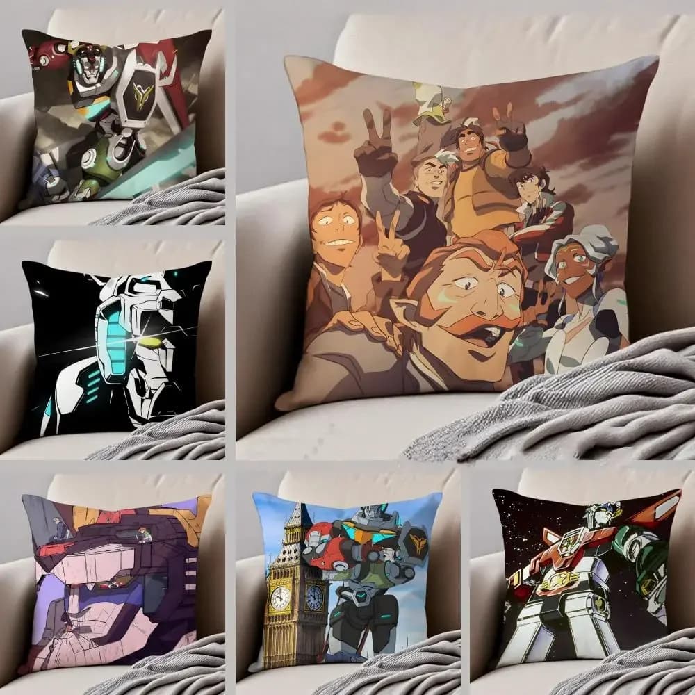 V-Voltron Legendary Defender Cushion Cover Throw Pillow Cover Hidden Button Durable Polyester Chair Cushion