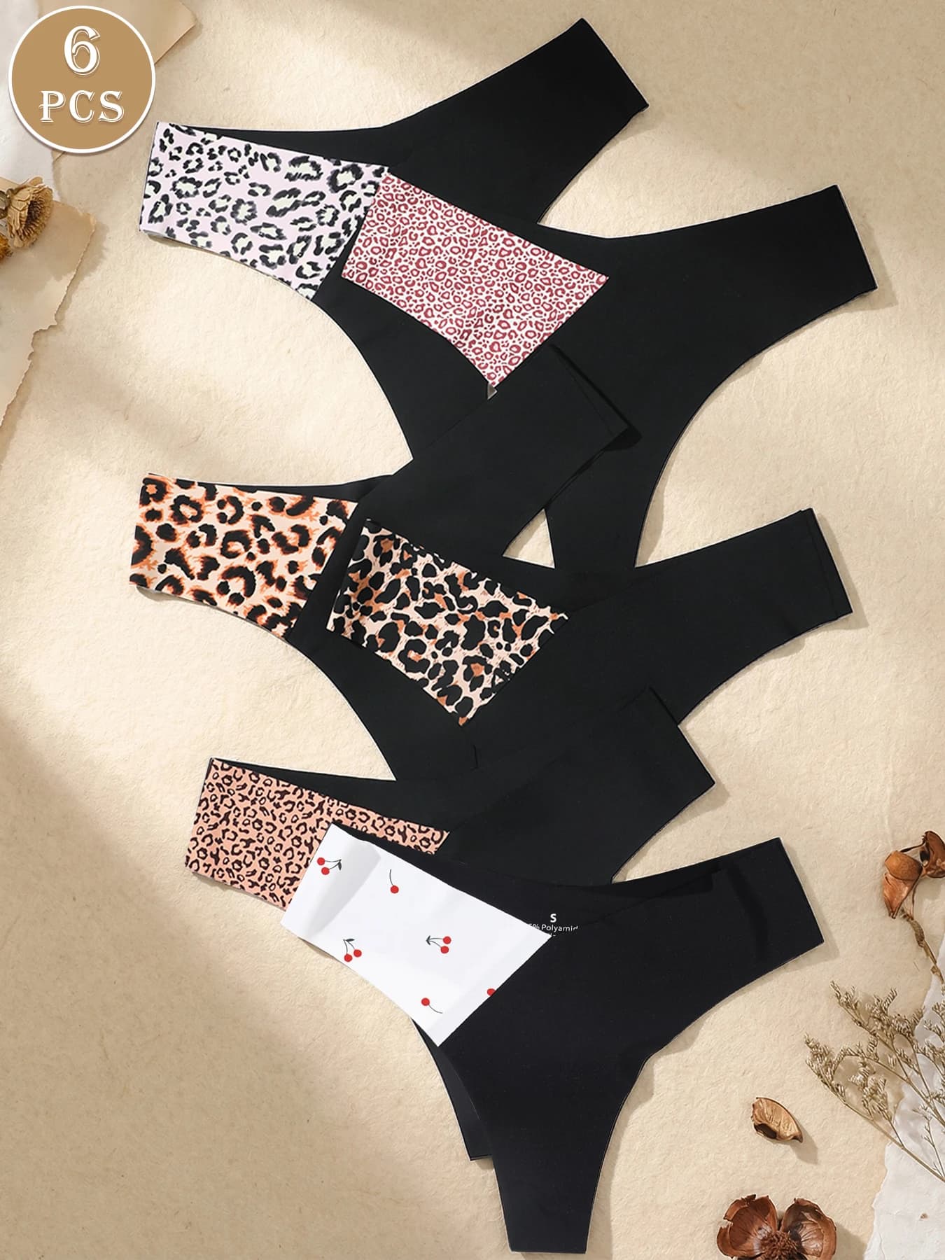 6 Pezzi Perizoma Senza Cuciture con Stampa Leopardata per Donne, Invisibili, a Vita a V, Morbidi ed Elastici, Mutandine Multi-Modello