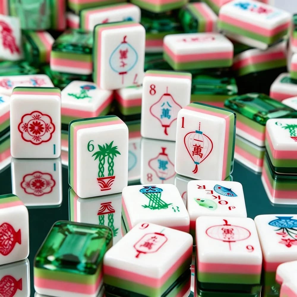 Set di Mahjong Americano con 160 Tessere in Cristallo Verde, Portatile, in Acrilico a Quattro Strati, Lussuoso Set da Gioco per Casa, Viaggi e Feste