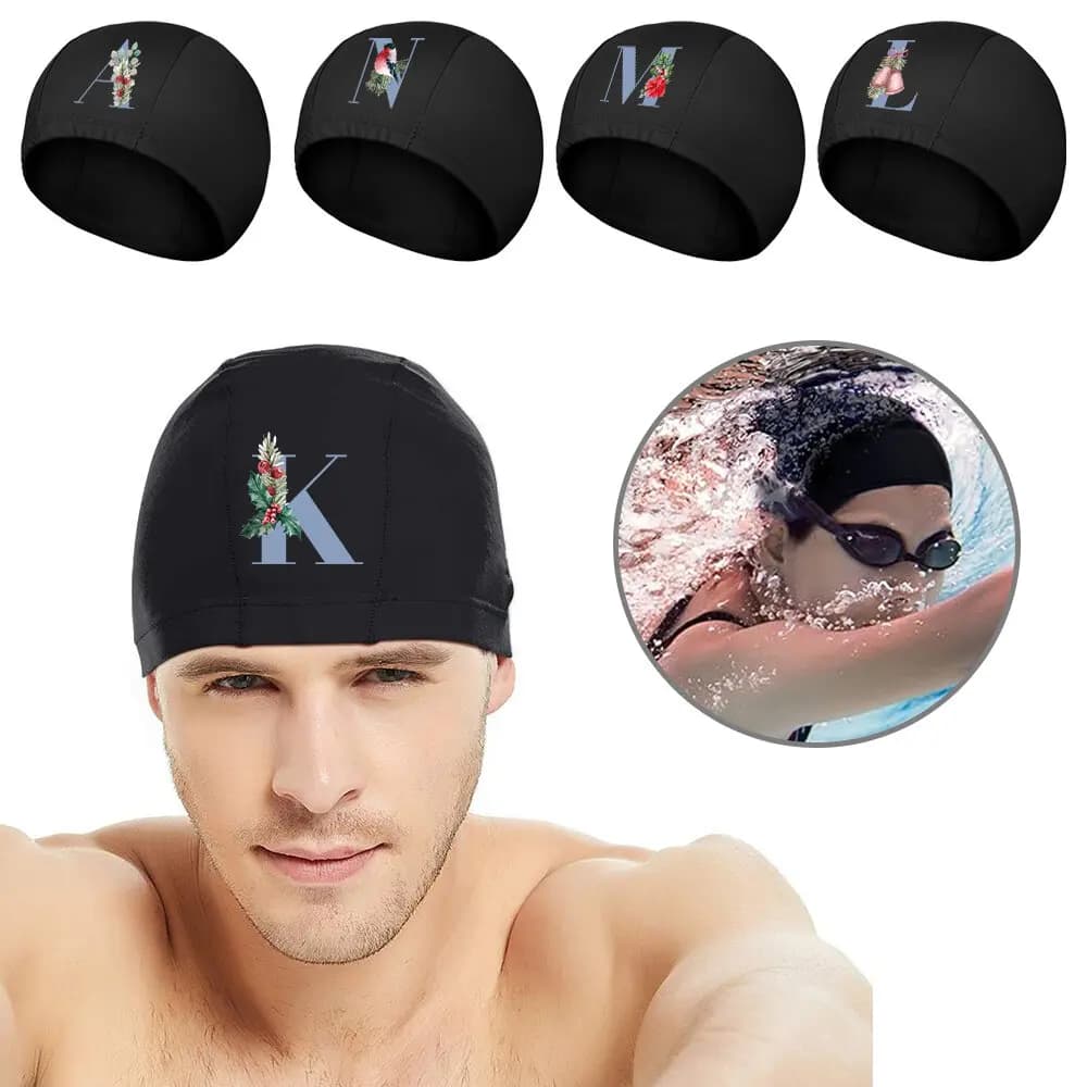 Swimwear UNISEX Series Blue Letters, Women's Bathtub Headphones with Envelope Protection, Pool Elastic Headphones for Students and Divers