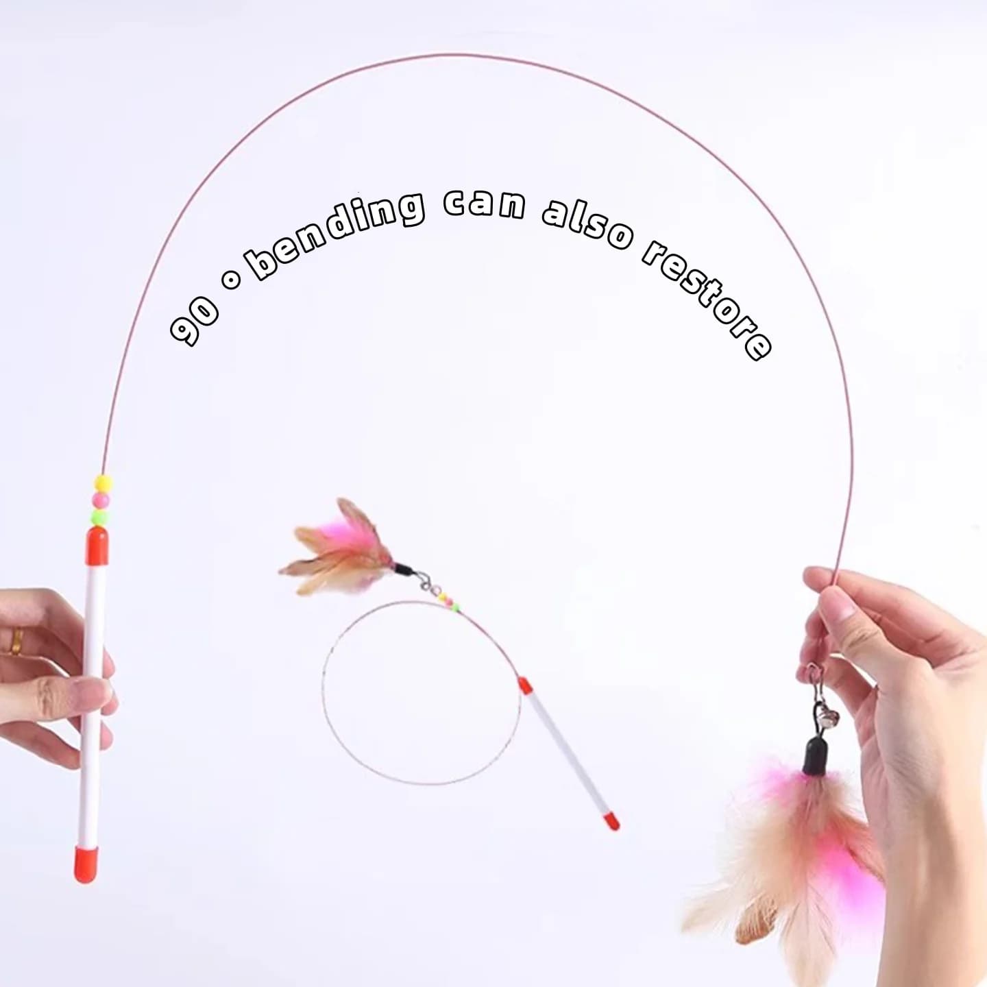 Rotating Feather Cat Interactive Toy Long Steel Wire Pole Funny Playing Wand Kitten Boredom Relief Pet Daily Supplies