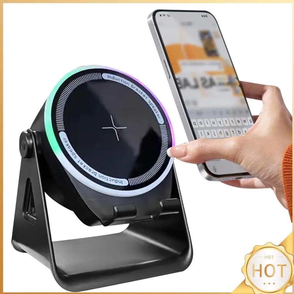 Cell Phone Stand with Bluetooth-compatible Speaker Stereo Sound Portable Bluetooth-compatible Speaker for Home and Outdoors