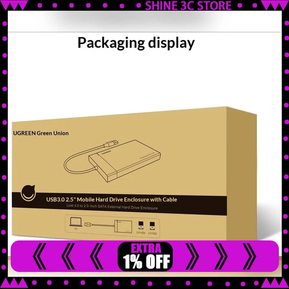 UGREEN US221 30847 Tool Free 2.5 Inch SATA to USB 3.0 External Hard Drive Enclosure HDD SSD Case