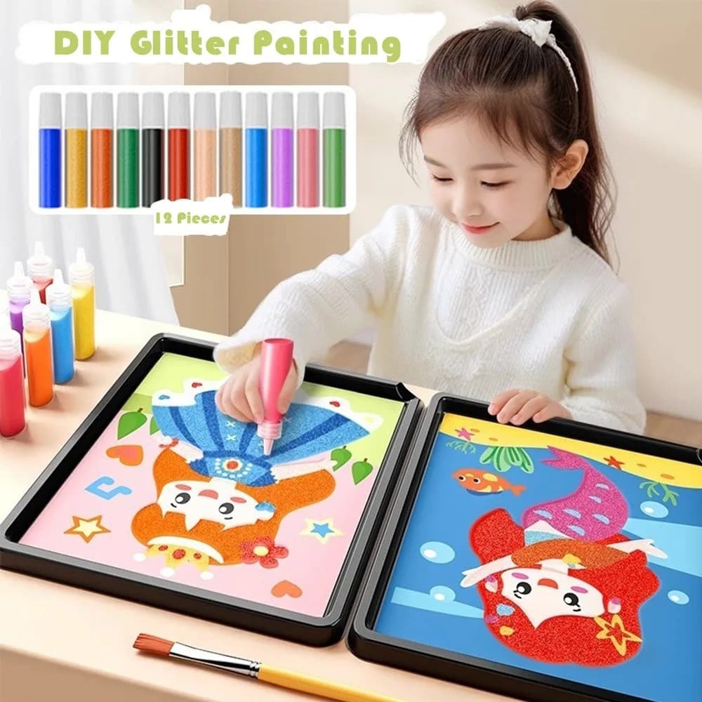 Nuovo set da disegno con sabbia fai da te Immagini d'arte Artigianato Apprendimento Pittura con sabbia Artigianato Educazione per bambini Giocattolo da colorare per bambini