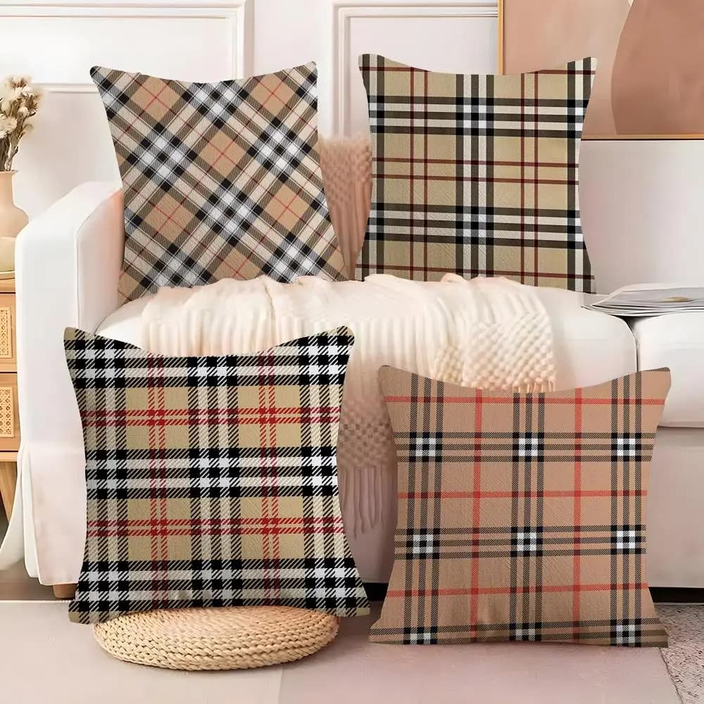 Classic brown diamond pillow lining, soft plush cushion lining, decorative cushion lining printed on both sides, hot gift for home