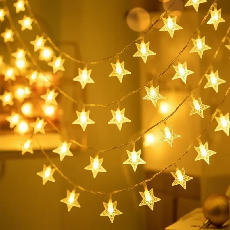 Luci a Stringa LED, Luci a Forma di Stella, Ghirlande Luminose, Luci Fatate per Casa, Giardino, Campeggio e Raduni