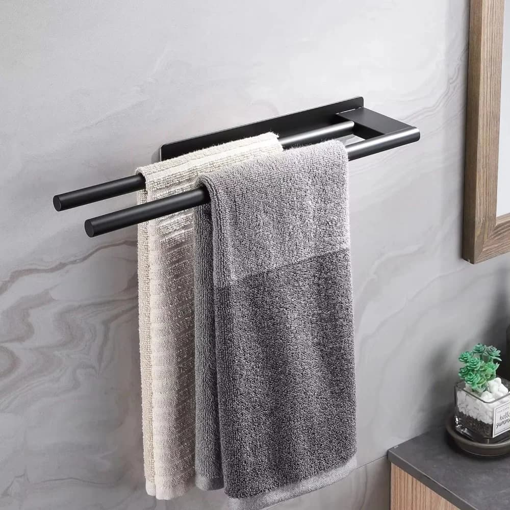 Asciugamano da parete senza trapano per bagno, asta a barra singola/doppia, portaoggetti per cucina di casa, asta per asciugamani extra spessa in acciaio inossidabile