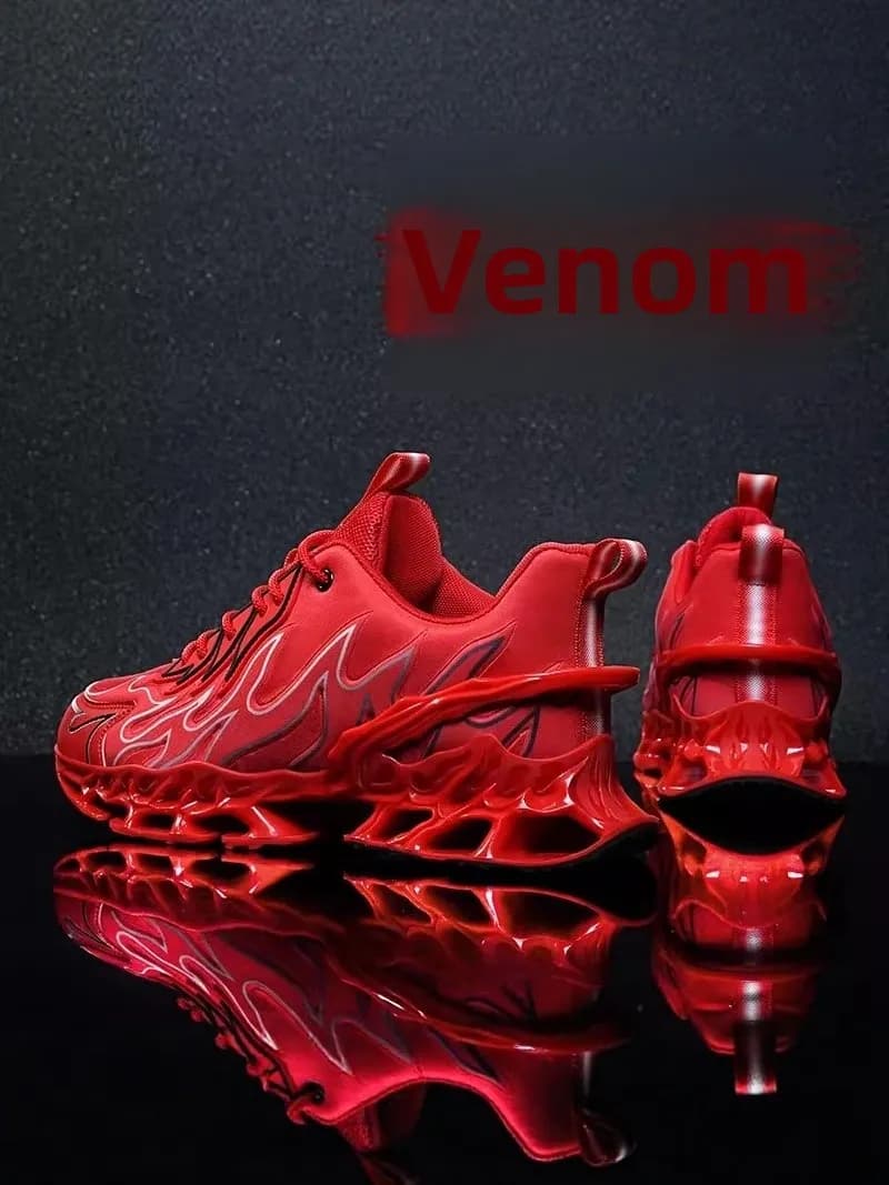 Red Running Sports Shoes for Men Casual Versatile Youthful Dad Shoes Spring Autumn Seasonal Wear Resistant PU Material