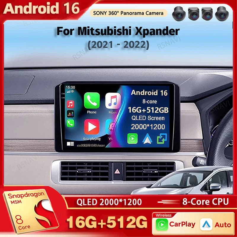 Android 16 Car Radio Multimedia Player For Mitsubishi Xpander 2021-2022 Auto Carplay Car Stereo DSP wifi+4G Ai voice 2 Din BT