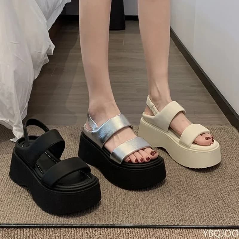 Sandali con Suola a Zeppa per Donna, Nuovo Stile Estivo, Semplici e alla Moda, Scarpe da Spiaggia con Suola Corta e Spessa 2026