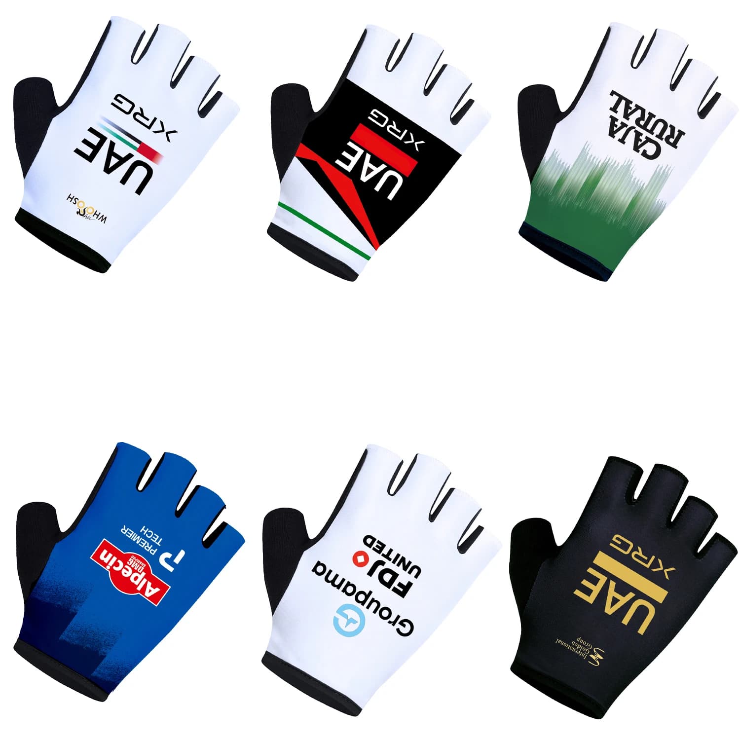 Tour De 2025 UAE Team BORAFUL Guanti da ciclismo sportivi Guanti da bici da strada mezze dita Corsa Fitness Palestra Equitazione Guanti da bicicletta