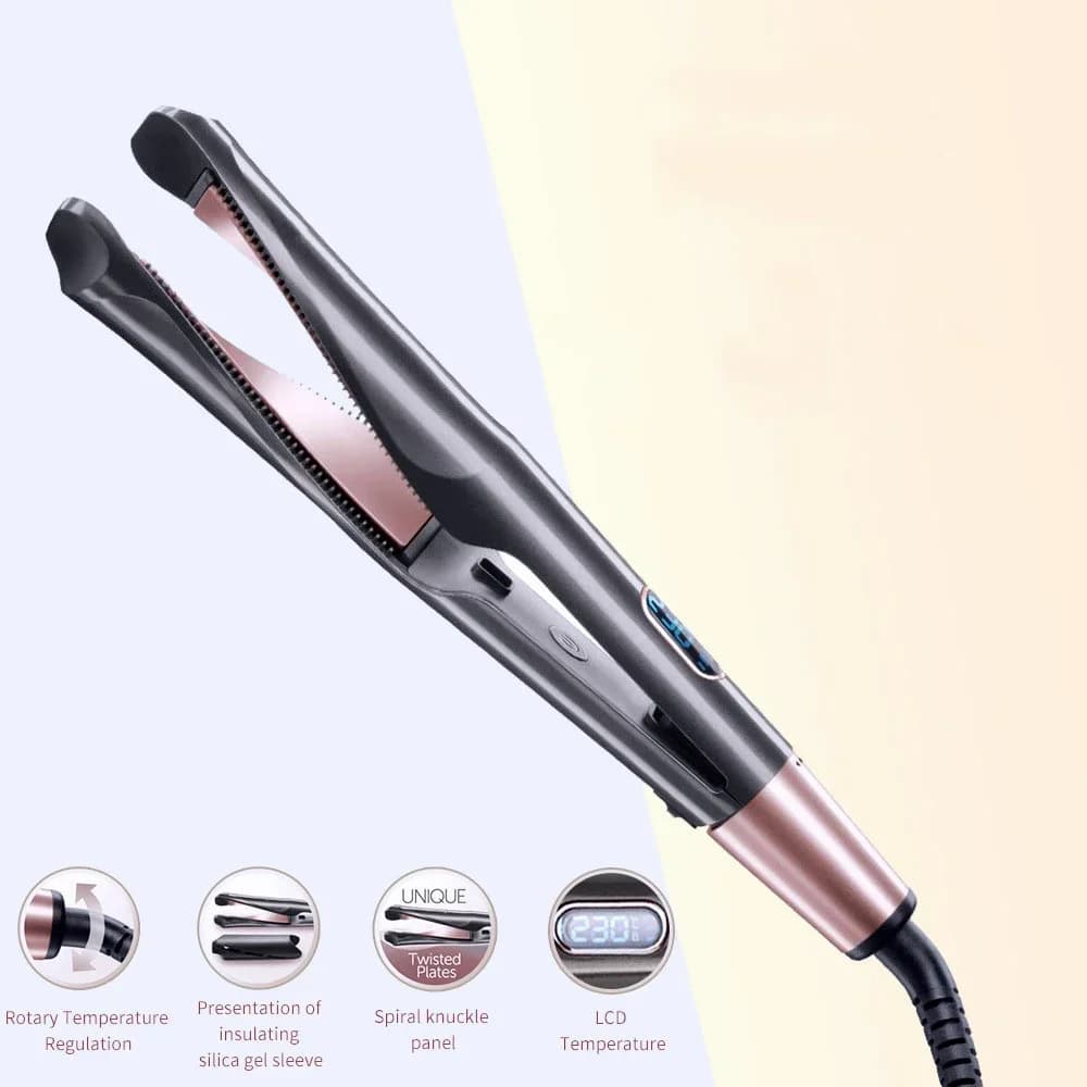 Hair tools with tormaline 2 in 1 fast heat, ironing and curling, straight curler