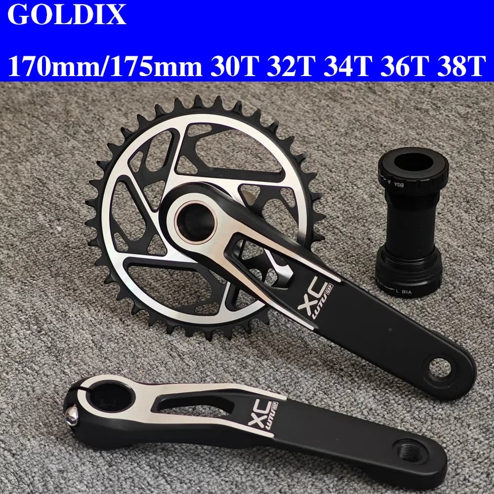 Set ruota catena manovella per mountain bike GOLDIX, fisso con 3 viti, lunghezza gamba 170mm/175mm offset 0 gradi 30T 32T 34T 36T 38T