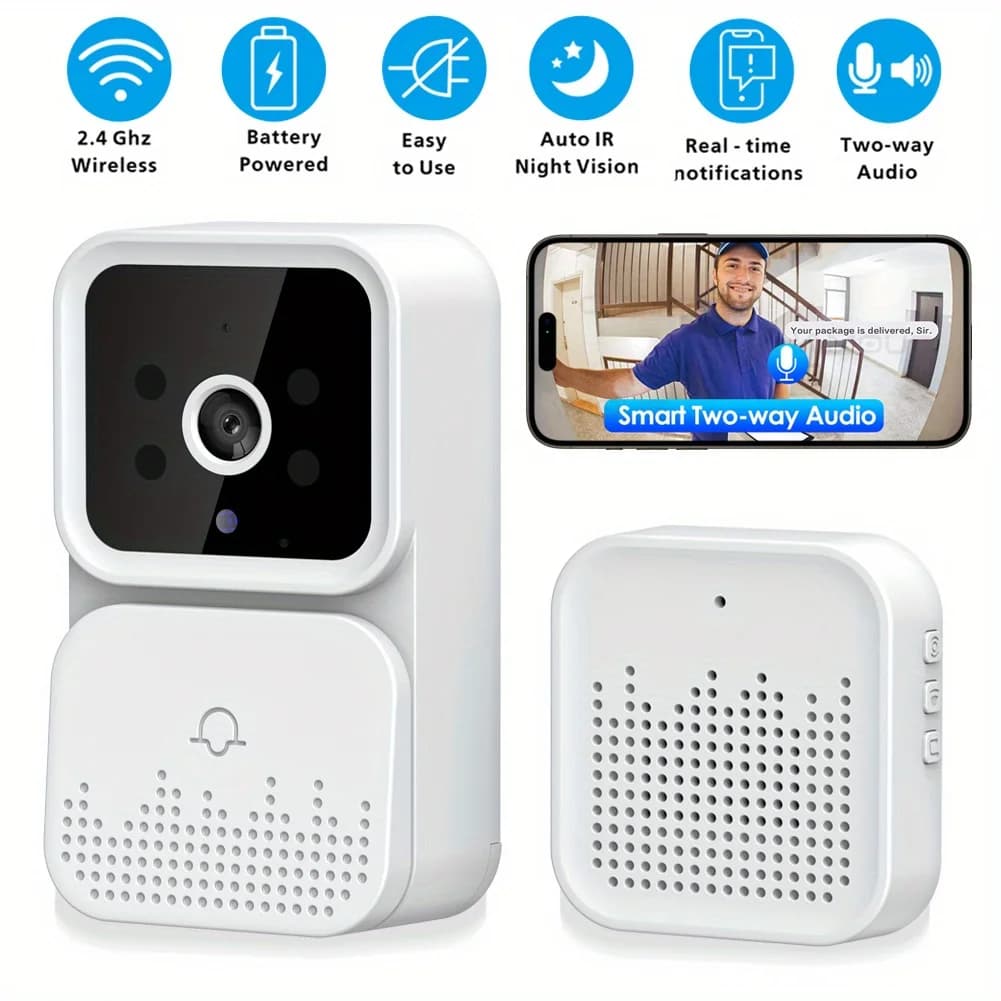Campanello video intelligente Wireless 2.4GWiFi, audio a 2 canali, visione notturna, scheda SD/archiviazione cloud telecamera di sorveglianza di sicurezza domestica