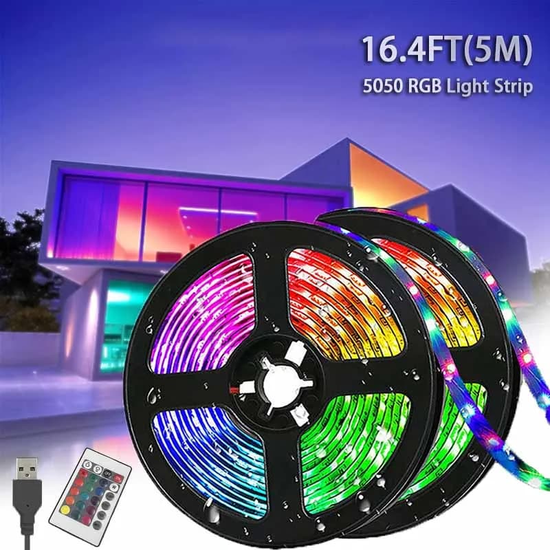 LED Strip RGB 1-40M USB 5V with Music Synchronization, APP Control and 44 Key Remote Control, Flexible LED Tape for Room Decoration and TV Retro Lighting