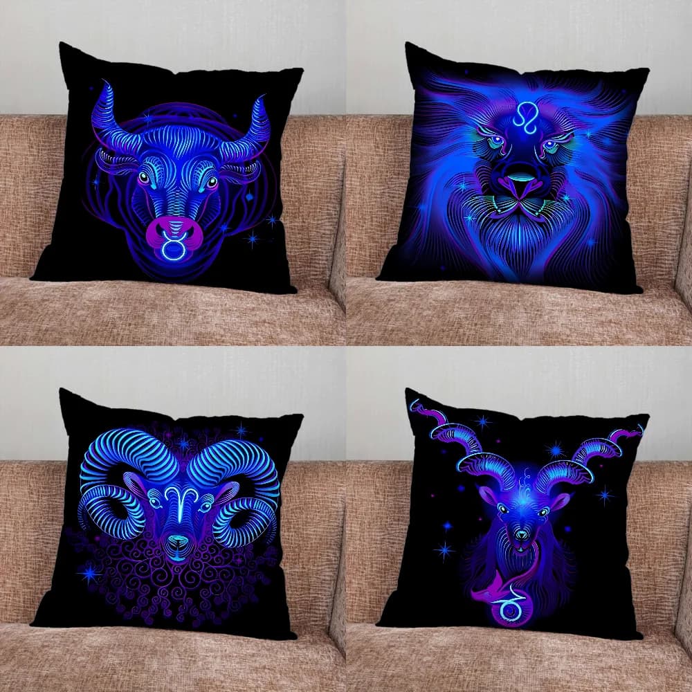 Federa per cuscino con 12 costellazioni del segno zodiacale per la casa, camera da letto, auto, ufficio, decorazione, soggiorno, divano, adatta